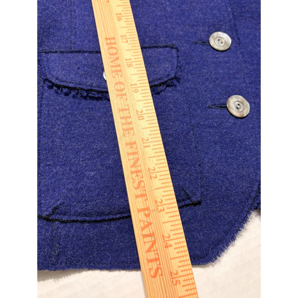 Eileen Fisher Royal Blue Purple Boiled Merino Wool Fringe Jacket Size Medium - Picture 12 of 13